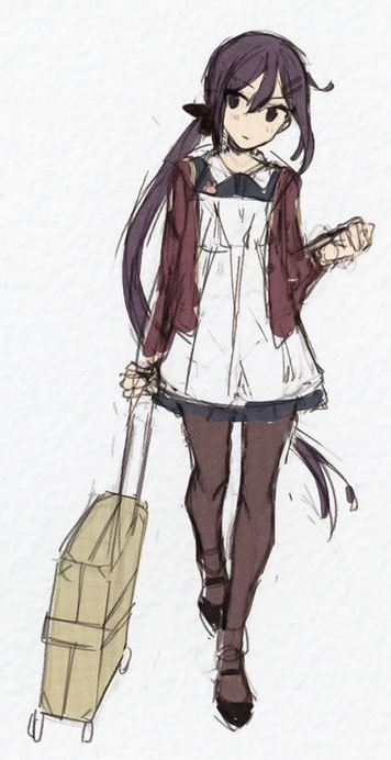 akebono (kancolle) 1girl solo pantyhose long hair purple hair alternate costume very long hair  illustration images