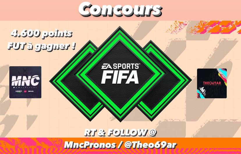 dynastiepronos's tweet photo. 🎮 CONCOURS #FUT  4.600 POINTS FIFA À GAGNER ! 😍

🤝 RT + FOLLOW @MncPronos &amp; @Theo69ar 
🤝 Identifie 2 amies sous ce tweet ! 
⭐️ Tirage : 20h

Bonne chance à tous! 🔥

#FIFA22 https://t.co/sX0MncJuVA