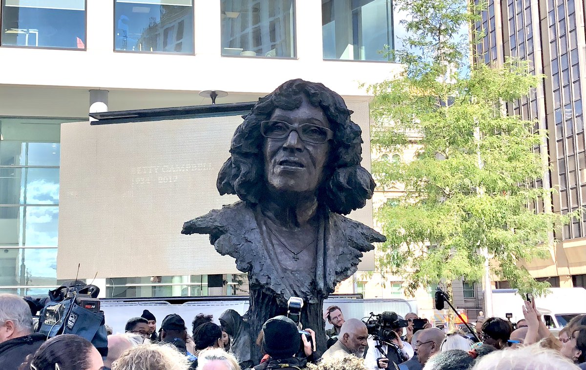 The moment we’ve all been waiting for: the #BettyCampbellMonument is unveiled, with Betty’s family and friends gathered around to celebrate her outstanding legacy.

#BettyCampbell 
#MonumentalWelshWomen 
#HiddenHeroines