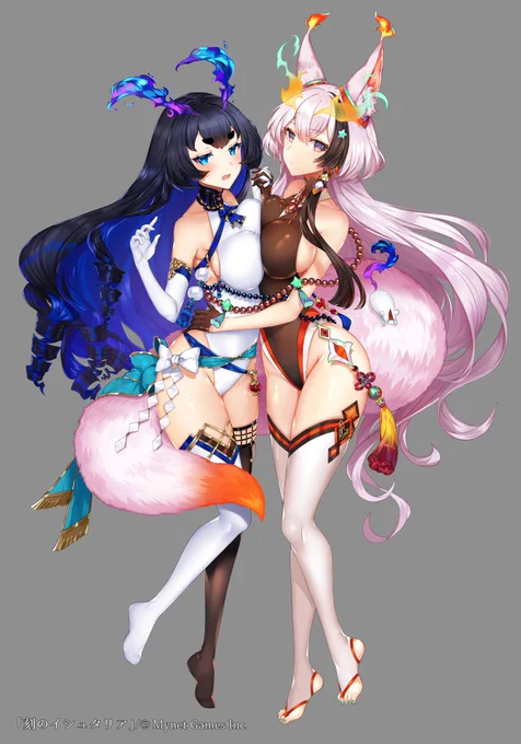 「刻のイシュタリア(@sagaofishtaria )」様にて「太極の籠目紋ドウマン」ちゃん(+セイメイちゃん)を描かせていただきました!ぽよんぽよんしてる二人をよろしくお願いいたします🍑🍒🦊🐁 