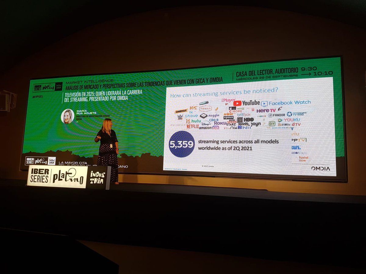 maria_aguete's tweet photo. Sabíais que hay más de 5,300 streaming vídeo services in the world? Si os perdisteis mi presentation @iberseries_pi 
#ipi21 podéis verla en streaming :) #omdia #premiosPlatino21 #madrid https://t.co/xWpwcJEkqw