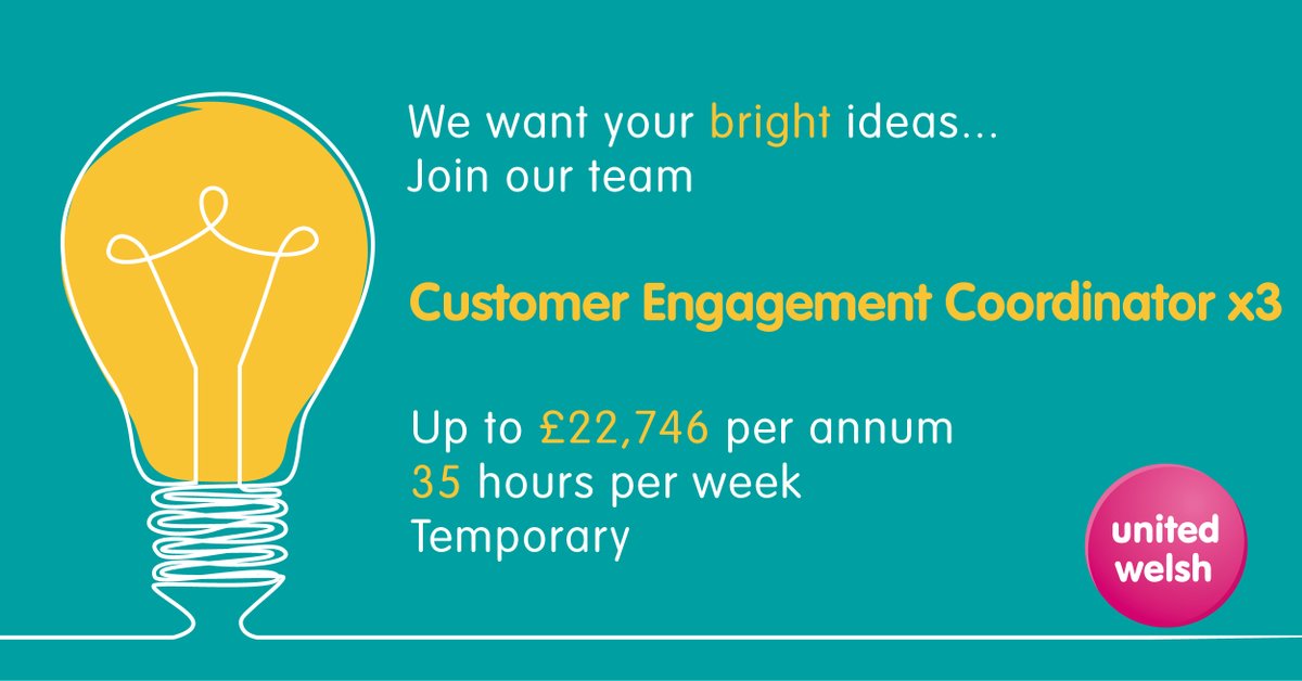 📢 We have 3 temporary roles available in our Customer Engagement team! 

🌟If you're empathetic, positive and a brilliant problem solver, we'd love to hear from you. 

👉1 x 12 month positions 
👉2 x 6 month positions
📅 Closes 13th October

Apply here: unitedwelsh.com/workwithus/