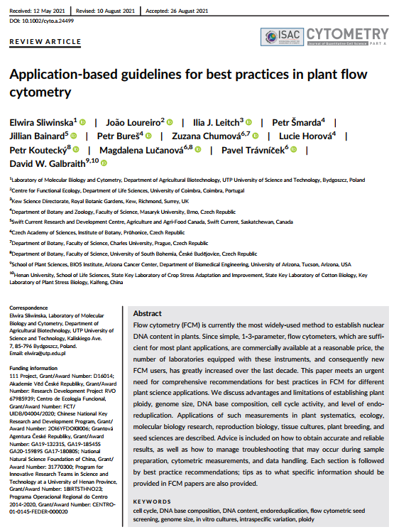 Another 'Best Practices in Plant Cytometry' manuscript is out in Cytometry Part A, and this one is quite important as it is a large compendium of application-based guidelines for best practices in plant flow cytometry! onlinelibrary.wiley.com/doi/epdf/10.10… DM if you need a copy!