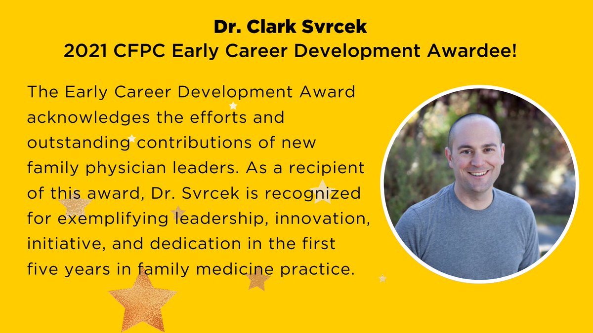 Congratulations to Dr. Clark Svrcek, Clinical Lecturer, and Course Chair for MDCN 330/430! He has won the 2021 @FamPhysCan Early Career Development Award. The DFM is lucky to have you, Dr. Svrcek!🌟
