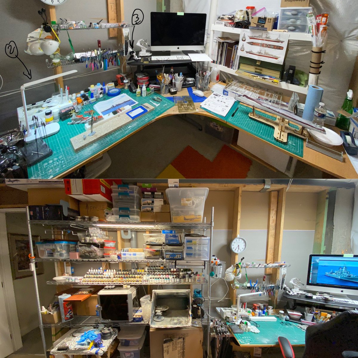 model_space's tweet photo. Steeljawscribe shared these awesome shots of his scale modelling workspace - is this the ideal setup?

#modelspacecommunity #hobby #workspace #scalemodelling #diy https://t.co/YbDtJ5vvEs