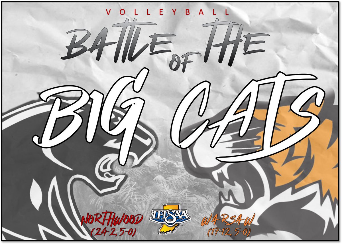 NWP_Athletics's tweet photo. BATTLE OF THE BIG CATS! 🏐
Senior Night » Rivalry
@Panther_RedSlam @warsawvolley
NorthWood and Warsaw put their perfect NLC records on the line and Battle in the Pit tomorrow night! @Warsaw_Tigers
#ScratchAndClaw » #BOTBC
#FaceOfSportsmanship » @IHSAA1 https://t.co/GPWsEuYVwO