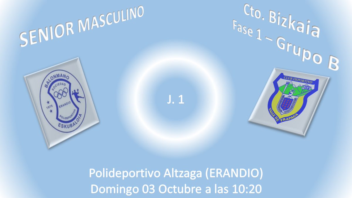 El balonmano vuelve a disfrutarse en Erandio. 🤾🏻🤾🏻
Primera jornada de la Fase 1 de la liga Bizkaia 2021-2022.

<a href="/SP_Erandio/">SP Erandio</a> vs <a href="/TrapagaranEskub/">Trapagaran Eskubaloia</a>
Domingo 3 Octubre 2021
#ErandioArena a las 10:20

#vamonosAtomos
#eskubaloiaBizkaia 
#somosErandio
<a href="/erandioinfo/">Erandio Info</a>
<a href="/Erandiokoudala/">Erandioko Udala</a>
<a href="/fvbm/">fvbm/bef</a>