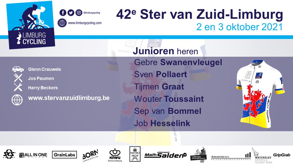 🇧🇪𝕊𝕋𝔼ℝ 𝕍𝔸ℕ ℤ𝕌𝕀𝔻 𝕃𝕀𝕄𝔹𝕌ℝ𝔾 𝕍𝕆𝕆ℝ 𝕃𝕀𝕄𝔹𝕌ℝ𝔾𝕊𝔼 𝕁𝕌ℕ𝕀𝕆ℝ𝔼ℕ! ⭐

🗓 2 oktober 2021
⏰ Proloog - 4,5 km
🚴 Koers - 107,4 km

🗓 3 oktober 2021
🚴 Koers - 108,8 km