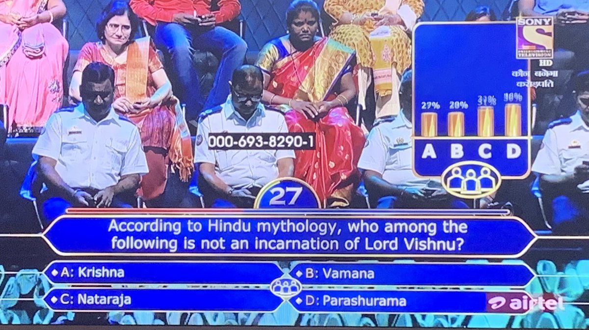 sandeepsahajpal's tweet photo. Sorry 😢 Boss … Next women proved me wrong …. If any #Bhartiya has to resort to #AudiencePoll for this #BasicQuestion - Her name is Shakti - It is appalling. @KBCsony
I can get you Crores of Muslims who can rattle out the #10VishnuAvatar
#ConnectToRoots to #GROW https://t.co/tIr7kVw2SI