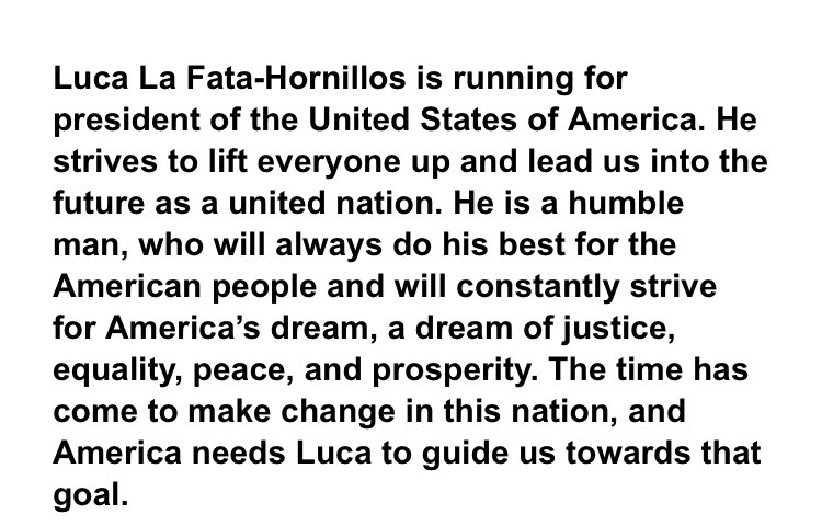 Official Release from the Campaign of @LaFata4Pres: