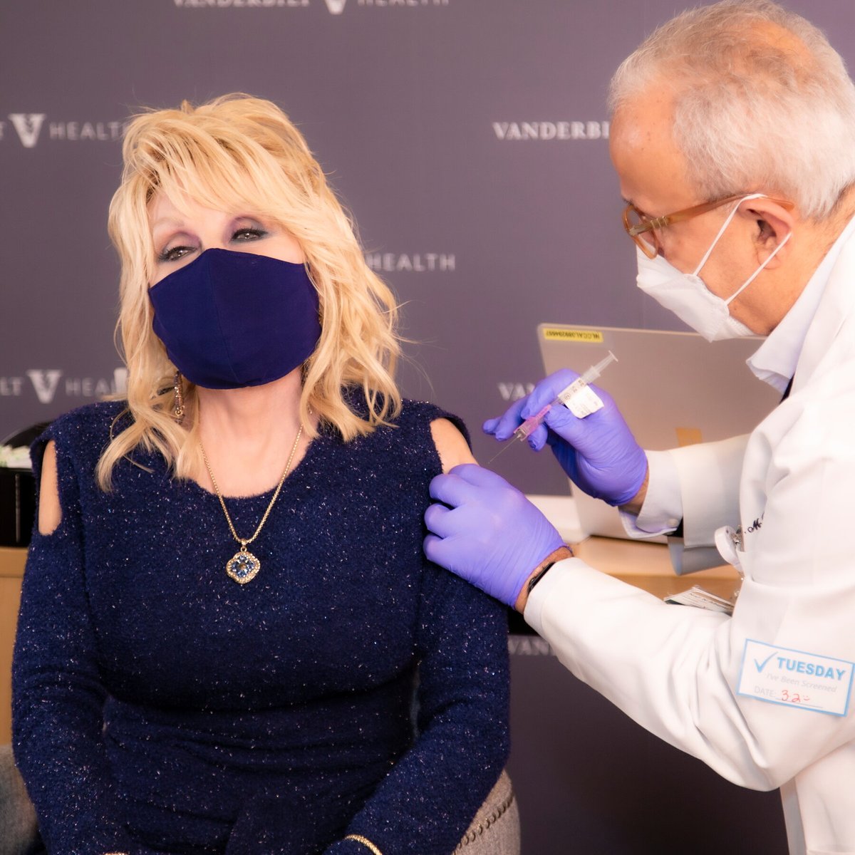 OurShotOregon's tweet photo. Ms. Dolly Parton did not fund a vaccine and adapt the lyrics of one of her most popular hits so that you could read a Tweet about Nicki Manaj’s cousin’s friend and decide not to get your shot. #GetTheShot #OurShotOregon #DollyParton https://t.co/1j2fnA9l4d