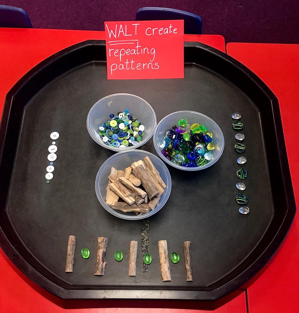 MissAMcCullough's tweet photo. P2 loves taking part in #MathsWeekScot @mathsweekscot today 💜 Our focus was patterns and everyone loved using lots of resources to help out learning https://t.co/0sGbSKeIJH