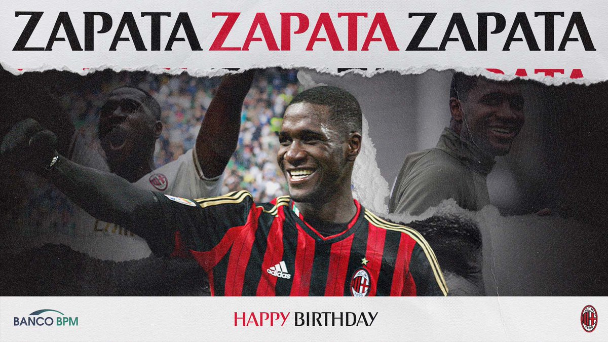 acmilan's tweet photo. Happy Birthday to our former Colombian centre-back Cristián Zapata 🛡️🎂 

Tanti auguri al nostro ex difensore Cristián Zapata 🛡️🎂 
 
#SempreMilan | @BancoBPMSpa https://t.co/fFfUdPEhu1