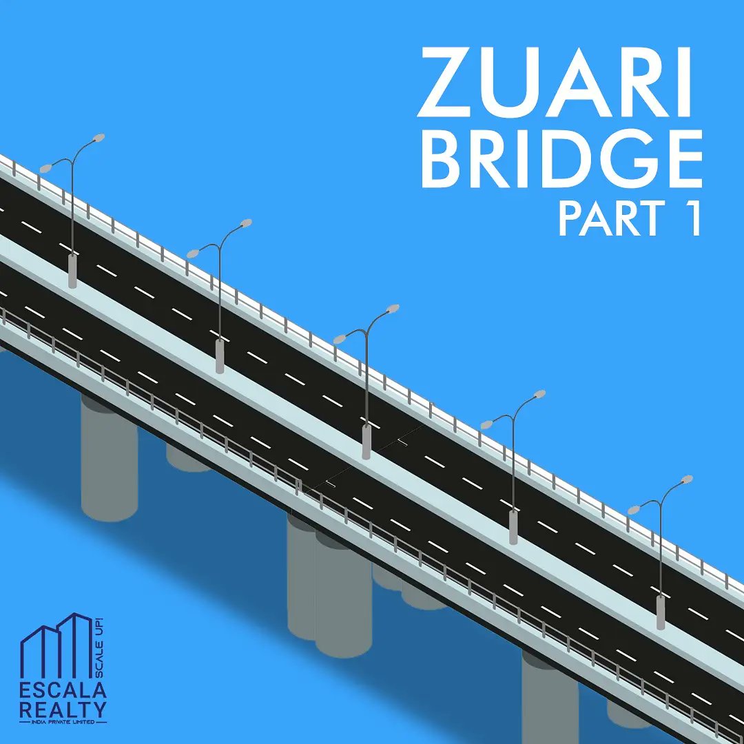 EscalaRealtyIn's tweet photo. Zuari Bridge Updates! 

640m of engineering excellence running across Zuari River. The New 8 lane Zuari bridge with a Six Lane approach road is zuari widest and the second largest cable bridge lengthwise in the country.
Stay tuned for Part 2
#zuaribridge #escalarealtygoa #goa
1/2 https://t.co/vdLNjBgbPW