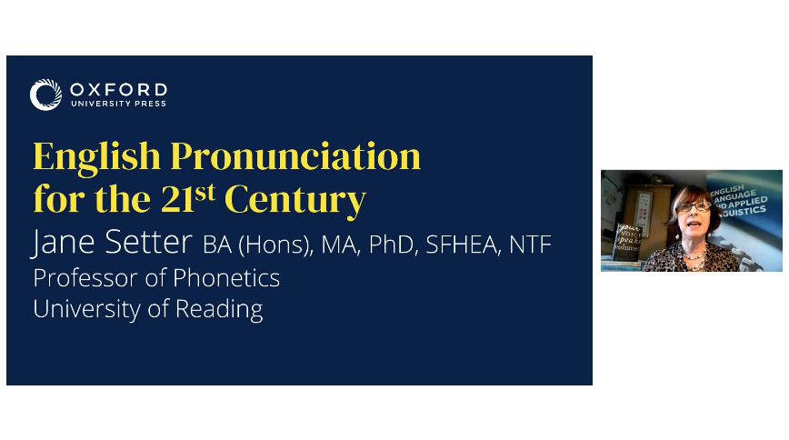 HelenTeachesEng's tweet photo. Great #Webinar @OUPELTGlobal #ELTTogether: Jane Setter's "#EnglishPronunciation for the 21st century". 

"The primary goal for pronunciation teaching must be international intelligibility, not sounding like a 'native speaker'."

#Nativespeakerism #ELTChat #ELT #Pronunciation #EFL https://t.co/L8MPHm7cll
