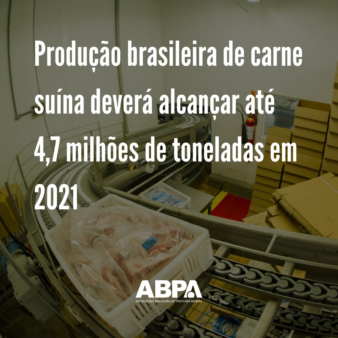 AbpaBR's tweet photo. De acordo com as projeções, a produção brasileira de carne suína deverá alcançar até 4,700 milhões de toneladas. Deste total, espera-se que 3,600 milhões de toneladas sejam direcionadas ao mercado doméstico. Neste quadro, o consumo per capita deverá chegar a 16,90 quilos. https://t.co/e8VYemBUws