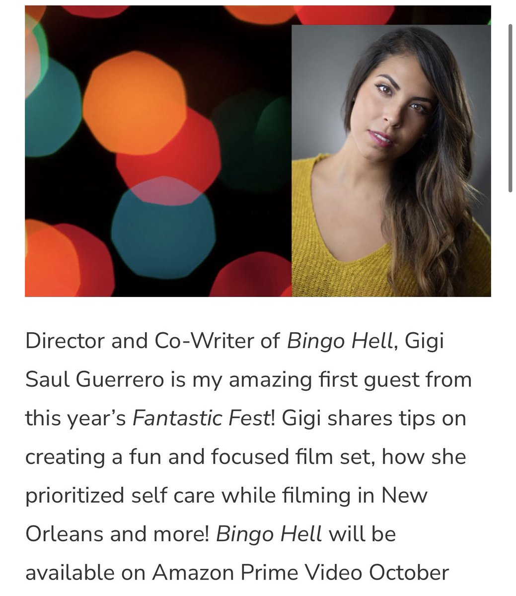 VibrantVisCast's tweet image. New Podcast episode alert!🚨

First in my series covering 
Fantastic Fest @fantasticfest 

Director &amp;amp; Co-Writer of @blumhouse / @PrimeVideo ‘s upcoming 

🔥Bingo Hell

🤩Gigi Saul Guerrero 
@HorrorGuerrero 

Listen &amp;amp; enjoy here ➡️ vibrantvisionaries.com/episode-62-gig…