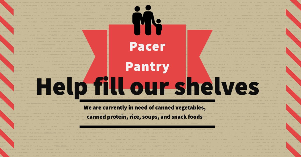 Our Pacer Pantry (located at Willis Education Center) is in need of donations! If you or a group you work with would like to donate non-perishable items, please contact Carrie Hunt at 740-833-1619. Thank you!