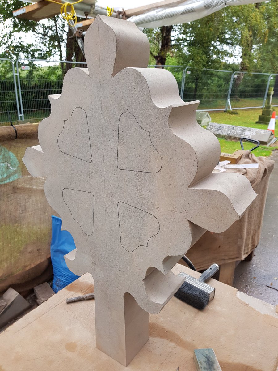 The new porch cross for kingsland church is progressing well , Forest of dean lilac. <a href="/LtdTreasure/">Treasure and Son Ltd</a> <a href="/FoDStoneFirms/">Forest of Dean Stone</a>