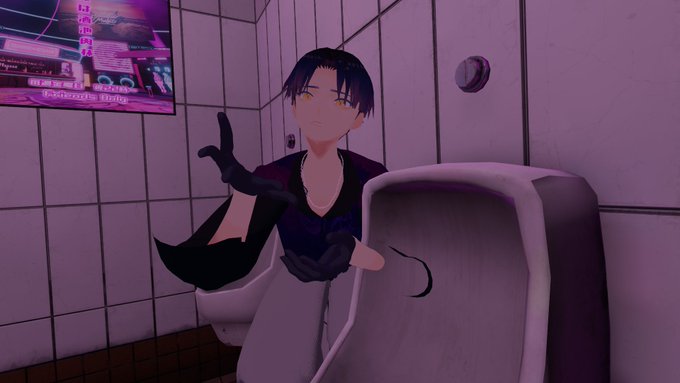 #おうつちのVRC日記 
水回りツアーをしていたので公衆便所を紹介してあげました 喜んでもらえてよかった 