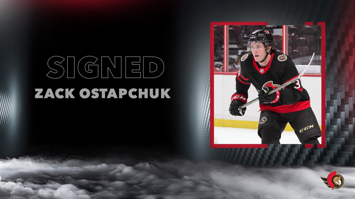 Senators's tweet photo. News Release: The #Sens have signed forward Zack Ostapchuk to a three-year entry-level contract: https://t.co/L23Gidl8K4 https://t.co/iRmbP9LZw4