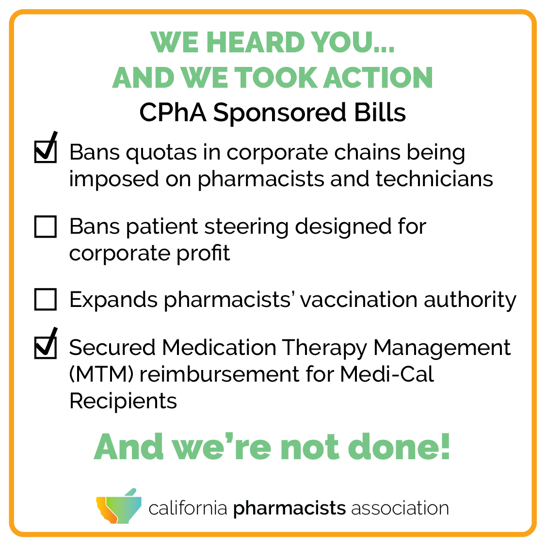 ✔️ =   Governor signed our bill! 
Join us! #WeAreCPhA cpha.com/membership/