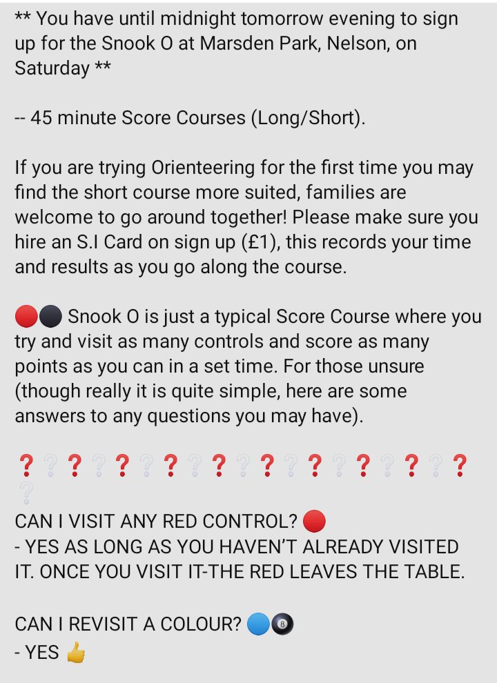 pendleorienteer's tweet photo. A quick FAQ for the Snook O at Marsden Park, Nelson on Saturday!
You have until midnight tomorrow evening to enter, all ages & abilities welcome!
More info:https://t.co/xsZc7q15NY
To enter: https://t.co/uJ9qkBCfFr
#pfo #britishorienteering #snooko #autumnseries https://t.co/Hk2COGZSQR