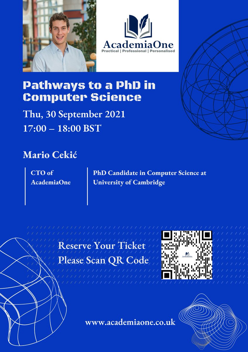 Academia_One's tweet photo. Don't miss the event, come and join us through https://t.co/YavVJQZXFa #PhD #talk #computerscience #universityofcambridge #cto #AcademiaOne https://t.co/xwnMqSLcnQ
