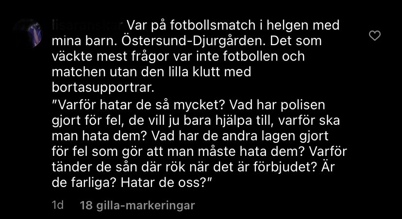 Nina Rungs svans i ”debatten” kring supporterkulturen går från klarhet till klarhet. Otroligt duktiga barn i alla fall, om det nu inte är ljug dvs.. 👀