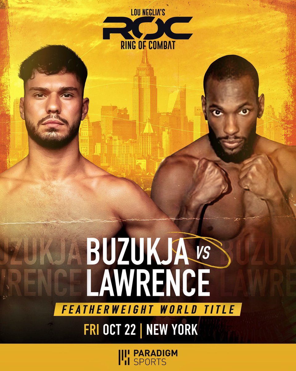 ParadigmSports's tweet photo. .@DennisBuzukja looks to defend his Featherweight Title at Ring of Combat 74 on October 22. 💥 #ROC74 #GP https://t.co/zsGexmwxZB
