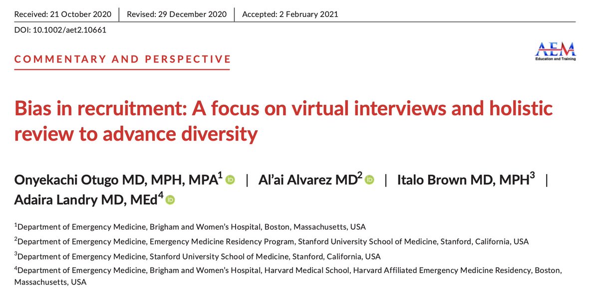 alvarezzzy's tweet photo. As #ERAS2022 opens today for programs to start reviewing applications, check out this paper on #Bias in recruitment: A focus on virtual interviews and holistic review to advance diversity 
https://t.co/XoCSI7mrS1

#EMBound #Match2022 #MedEd #whatdoctorslooklike https://t.co/vv2YZId9RB