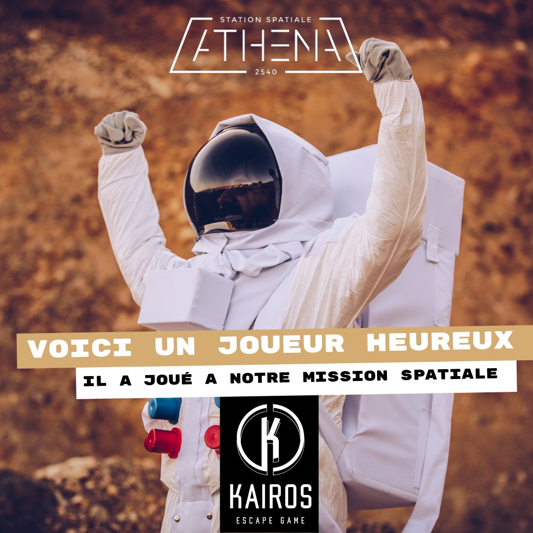 KairosEscape's tweet photo. Parfois, il en faut peu pour être heureux 😀! Pour lui c'est full bonheur d'avoir résolu l'énigme de la mission "Station Athena" 🛰️! 
💻 https://t.co/XZGhpjCWTv 
📞 09 67 83 53 25 

#EscapeGame #escapegames #escapegamesparis #escapegameparis11 #escapegamebastille #escapegameroom https://t.co/ReywN0OAdw