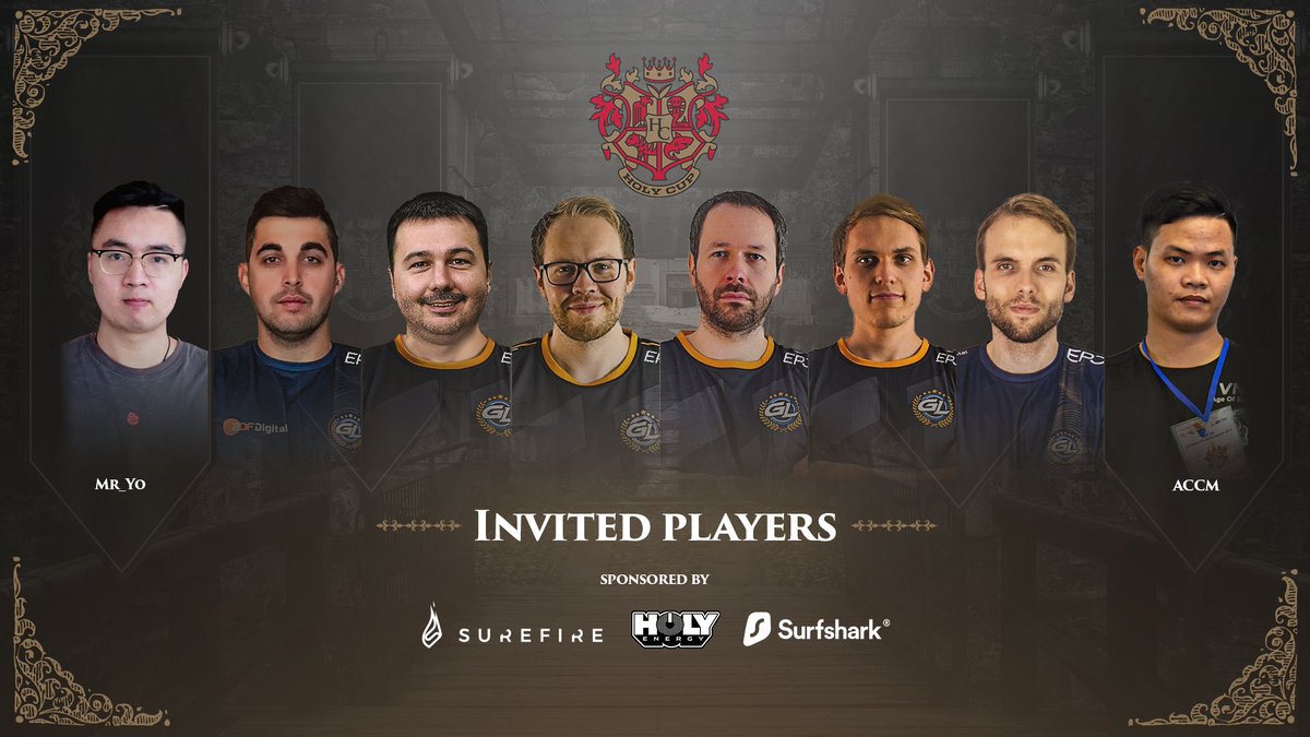 GamerLegion's tweet photo. The #HolyCup is getting closer and we're happy to announce the invited players! Besides our team, we decided to invite Mr_Yo and @IamACCM, since they could not participate in RBW5. 🙏 https://t.co/4TIqefMx5D