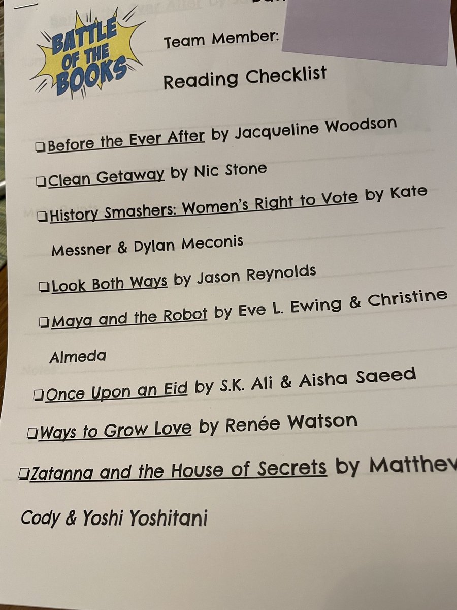 The new Battle of the Books list for ⁦@dcpublicschools⁩ elementary schools is 🔥! 👏🏻 to the school librarians and others who shaped this awesome list that will help broaden kids’ world views and horizons! #DCPShaslibrarians