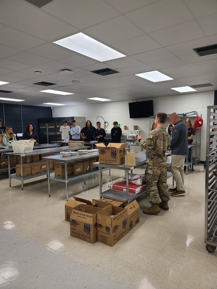 So grateful to have the National Guard come in as our first post-covid speakers!  The kids love doing the MRE challenge!  #kmhsculinary #nationalguard