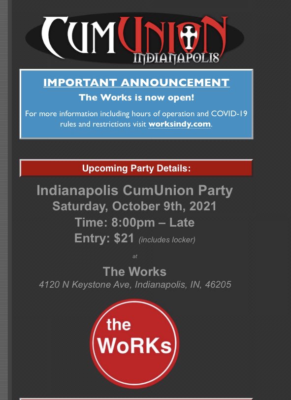 Our next Cumunion event coming October 9th. Party starts at 8pm but rooms can be reserved starting at 4pm. #cumunion #works_indy
