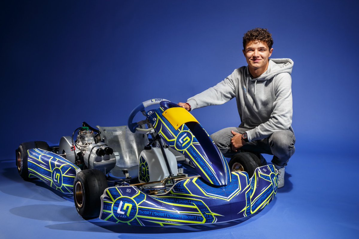LandoNorris's tweet photo. Say hello to the @LNRacingKart! This is a project I've been working on with OTK for the last year and I'm super-proud to say it's now here. https://t.co/9gLXuqJkVX