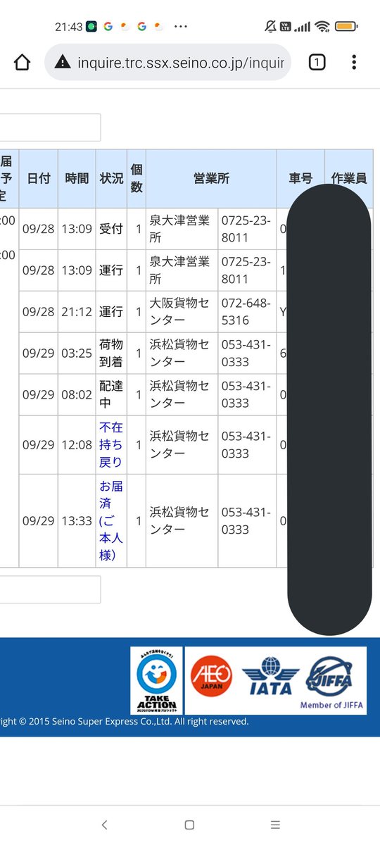 はるつばめ 進電舎 X70pro On Twitter Fedexで来るといつもは日本郵便なんですけど 今回はなぜかセイノースーパーエクスプレス で来ました もしかしたら土日配送になる場合は日本郵便 平日配送はセイノースーパーエクスプレスなのか 初めて自宅に西濃運輸来まし