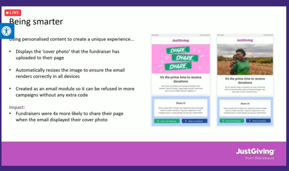 JGcauses's tweet image. &quot;We created an AB test and we repeated the experiment five times&quot; 🤓 Amy on how we tested adding personalised content into our emails... SPOLIER: it works #FundraisingTech