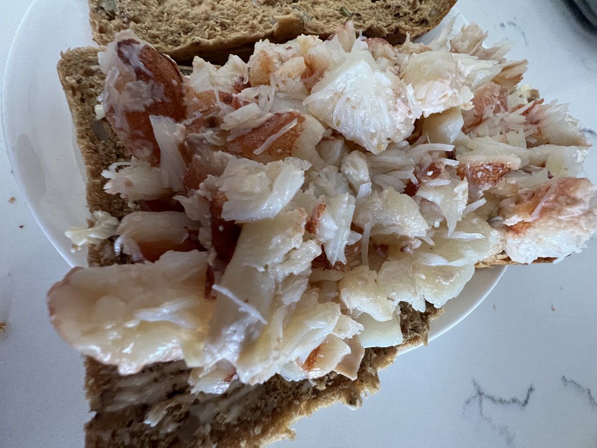 Hebridean crab claw meat with <a href="/ReevetheBaker/">Reeve the Baker</a> multigrain bread - they make a properly enjoyable sandwich!