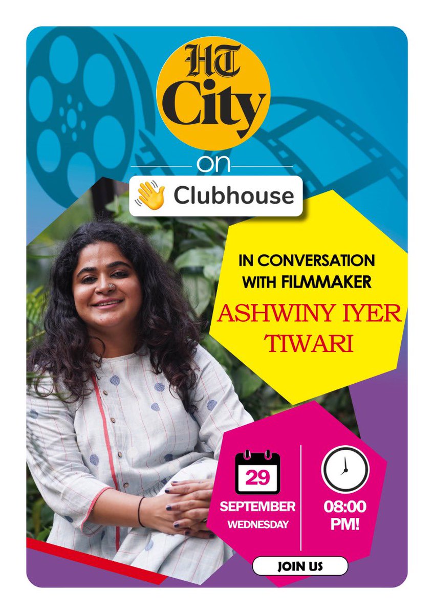 sonalkalra's tweet photo. I’ll be in conversation with acclaimed filmmaker @ashwinyiyer tonight at 8pm on Clubhouse. Please join 😊 https://t.co/2aMKeIgsJh