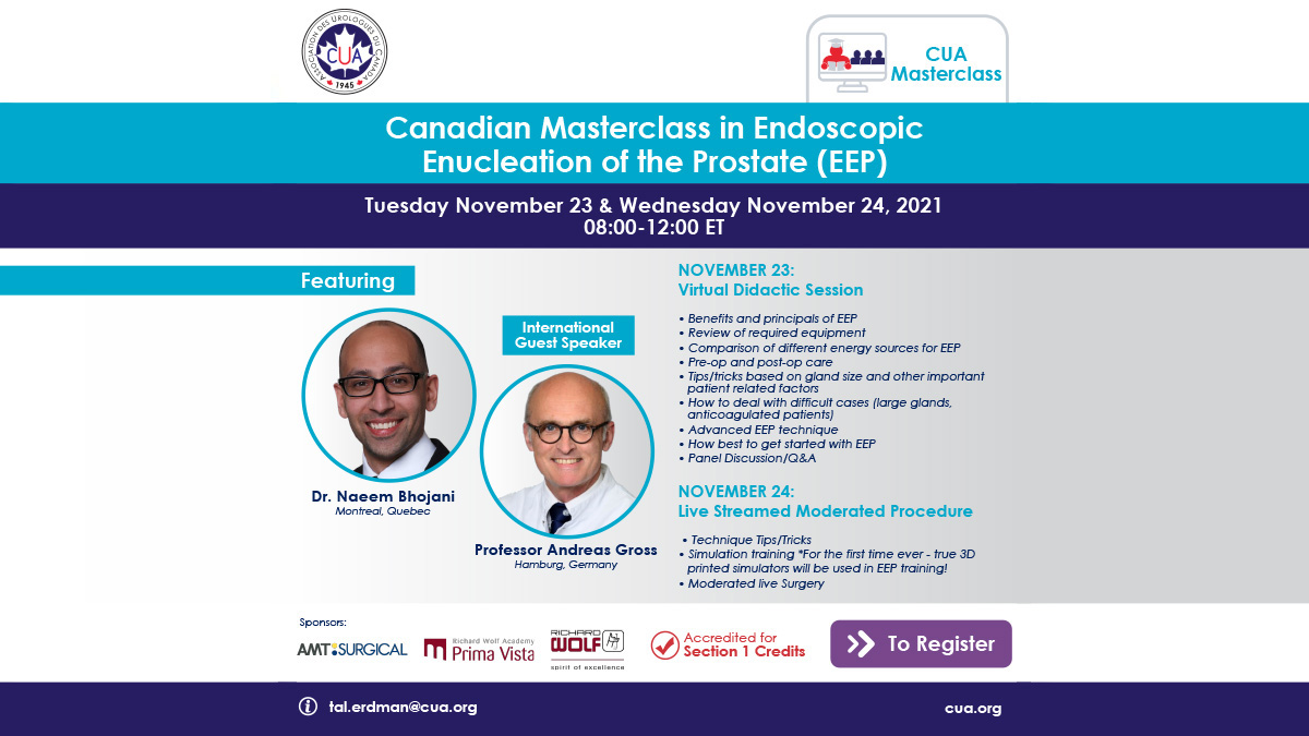Richard Wolf  supports the first CUA Canadian Masterclass in EEP together with <a href="/AMTsurgical/">AMTsurgical</a> 
See the Live Stream on Nov. 23 &amp; 24, 08:00 – 12:00 ET 
👉 More: fal.cn/3iAc4 
#endoscopicenucleationoftheprostate #amtsurgical #richardwolfgroup #cua #eep #BPH #AEEP #UroSoMe