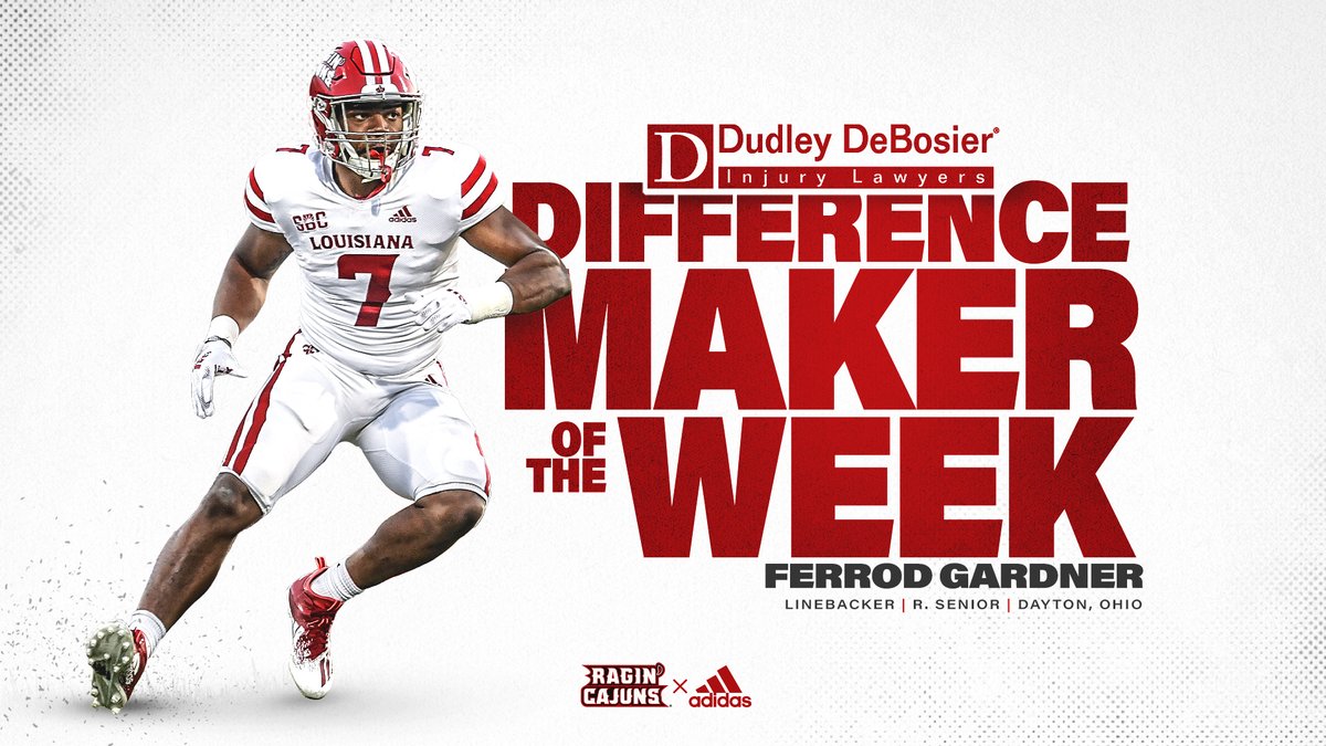 Louisiana Ragin’ Cajuns® Football (@ragincajunsfb) on Twitter photo 💪 Ferrod Gardner is the <a href="/DudleyDeBosier/">Dudley DeBosier Injury Lawyers</a> 𝗗𝗜𝗙𝗙𝗘𝗥𝗘𝗡𝗖𝗘 𝗠𝗔𝗞𝗘𝗥 of the Week!
#cULture | <a href="/YoungRod_/">Ferrod Gardner™</a> 💪 Ferrod Gardner is the <a href="/DudleyDeBosier/">Dudley DeBosier Injury Lawyers</a> 𝗗𝗜𝗙𝗙𝗘𝗥𝗘𝗡𝗖𝗘 𝗠𝗔𝗞𝗘𝗥 of the Week!
#cULture | <a href="/YoungRod_/">Ferrod Gardner™</a>