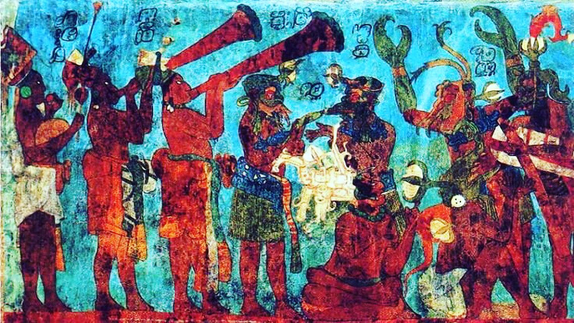 GiaNegual's tweet photo. Maya Blue, a pigment created by the Indigenous #Maya people was applied to their temple wall murals from as early as 450 AD. To date shows no sign of degradation, even when exposed to acids, solvents, or high temperatures.
#Mexico #MayaBlue #ChichénItza #art #arte #indigenous https://t.co/1g4ePZtdN5