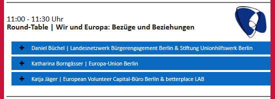 Freiwillig030's tweet photo. #OTD 6. Oktober - FACHKONFERENZ #FREIWILLIGENMANAGEMENT | Round-Table: WIR UND EUROPA: BEZÜGE & BEZIEHUNGEN - mit @UNIONHILFSWERK, @EuropaUnionBE & @wir_berlin ➔ https://t.co/TTWx3mhKCU
#ZivilgesellschaftGestaltenWir #Europa #LernOrtEngagement #EVCapital https://t.co/WL5tJE9wJe