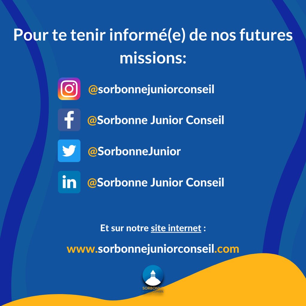 RECRUTEMENT - Consultant

Sorbonne Junior Conseil recherche un consultant, étudiant à Paris 1 dès la Licence 2 tous secteurs d’études confondus.