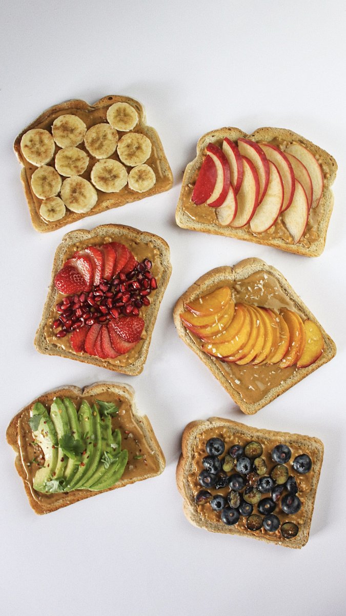 🍞 Sourdough September 🍞

Super tasty toast toppers using our classic Smooth &amp; Crunchy PB 🥜

🍌 Banana &amp; Cinnamon
🍑 Caramelised Peach
🍎 Apple &amp; Cinnamon
🍓 Pomegranate &amp; Strawbs’
🥑 Avo &amp; Chilli Flakes
🍇 Sliced Blueberries