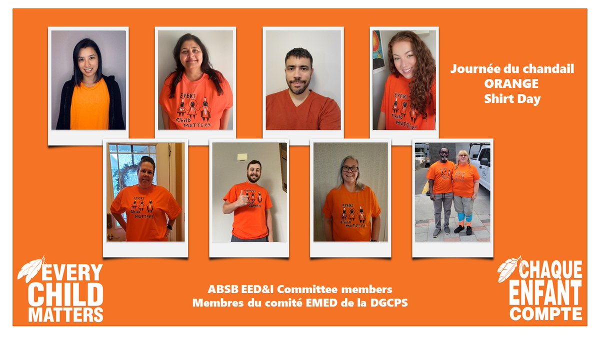 Join ABSB's EED&amp;I Committee on Sept 30th and wear orange to show that every child matters. Rejoignez le comité EMEDI de l’DGCPS le 30 septembre et portez de l’orange pour montrer que chaque enfant compte.