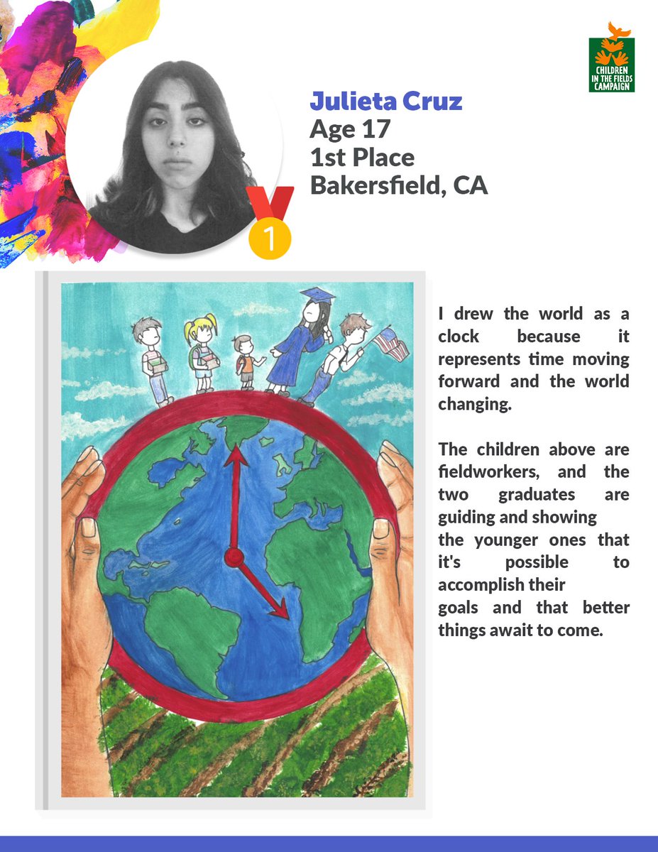 ChildLaborCLC's tweet photo. RT @CIFCampaign: 📝🎨MIGRANT & SEASONAL FARMWORKER CHILDREN
ART & ESSAY CONTEST 2021.
💜Julieta Cruz
Age 17, 🥈1st Place
Category Art.
Show some love, like and share!💙
End #ChildLabor #farmworkerchildren https://t.co/WYRlMpWQnl