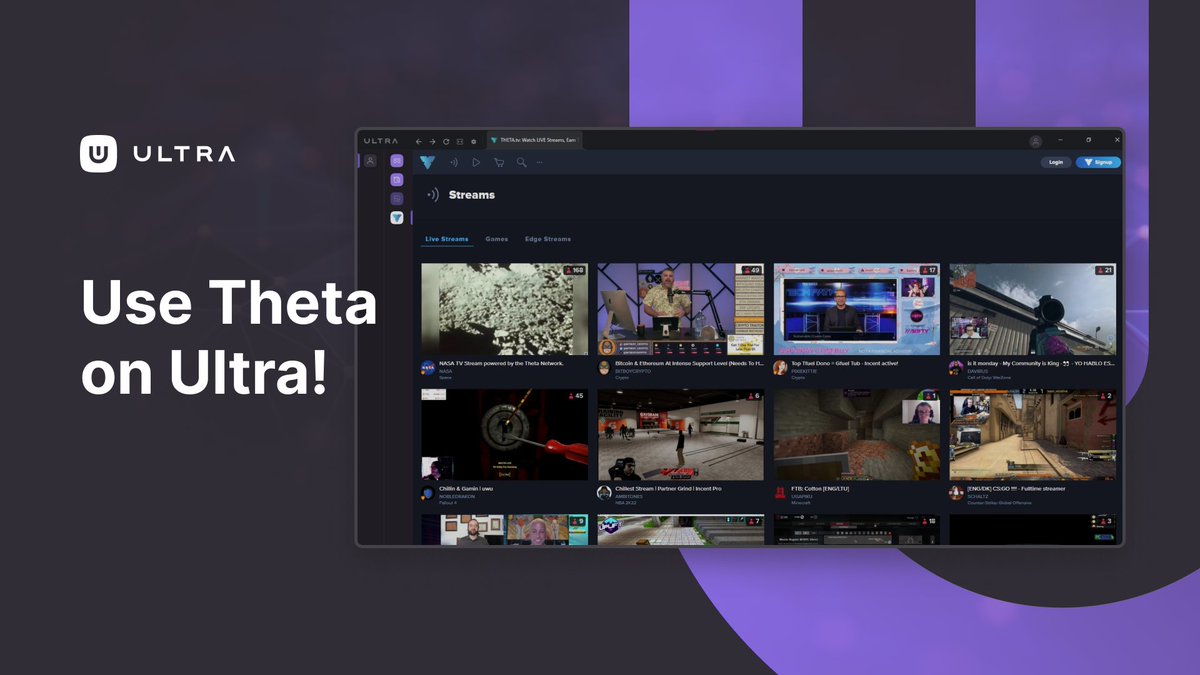 Ultra_io's tweet photo. .@THETAtv is now available for all Ultra users 🎉

In just a few clicks:
🖱 Download the client
📝 Create an account
🔓 Gain access to your Ultra Wallet and THETA

Join now: https://t.co/fZ1kpSYIYX https://t.co/lKzDW1c3Ep